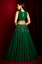 Bottle Green Beaded Skirt Set