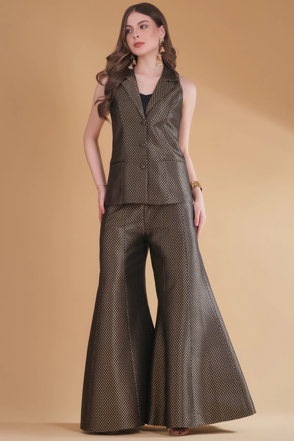 Black Brocade Statement Set