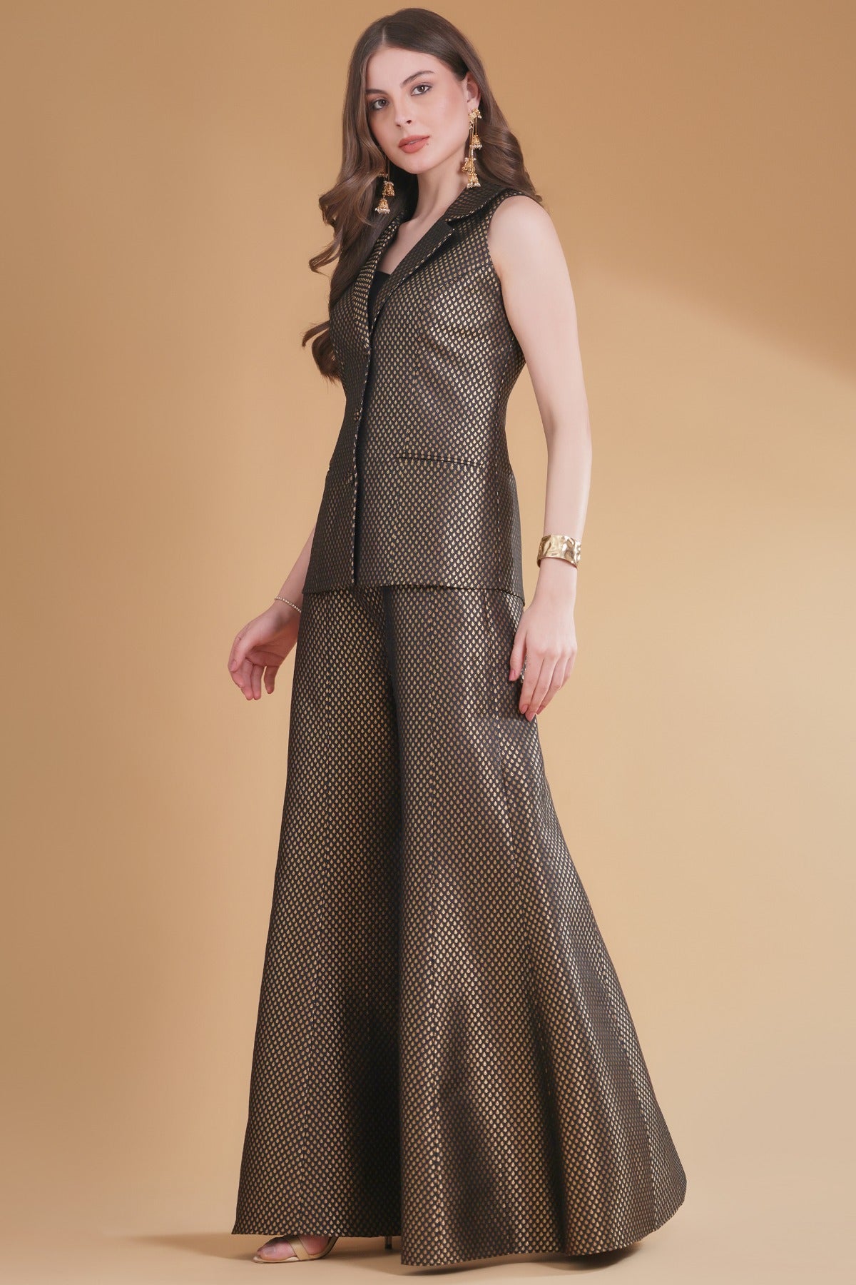 Black Brocade Statement Set