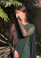 Bottle Green Chiffon Saree