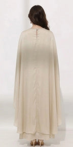 Elegant Beige Cape Style Maxi