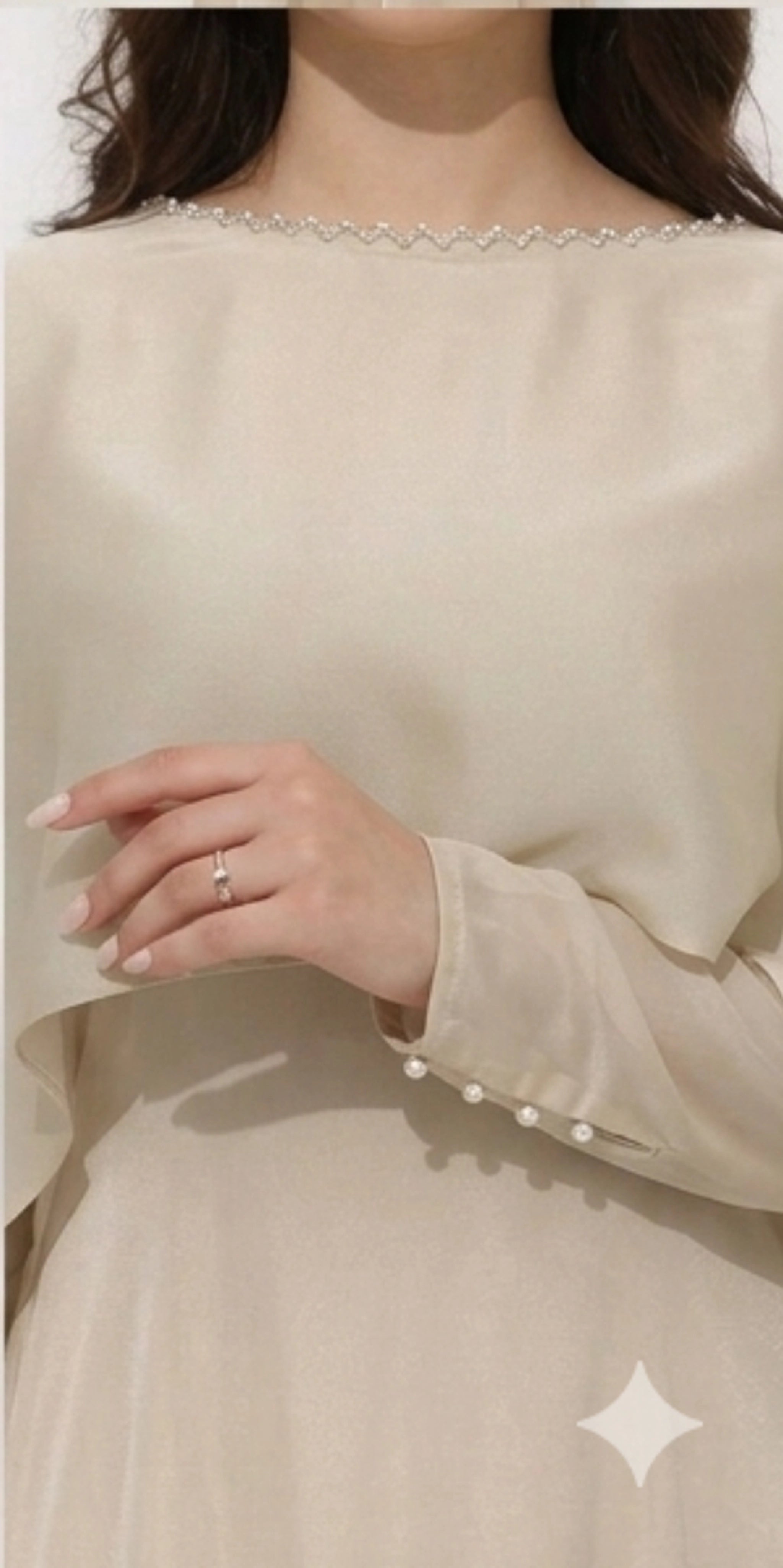 Elegant Beige Cape Style Maxi