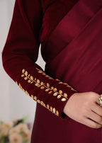 Maroon Satin Silk Saree