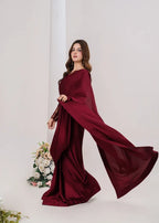 Maroon Satin Silk Saree