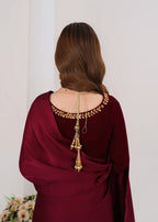 Maroon Satin Silk Saree