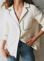 ELEGANT LINEN-BLEND PIPED SHIRT