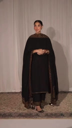 Midnight Bloom Black 3pc Set with Sequin Dupatta