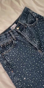 Sparkly Wide Leg Denim Jeans
