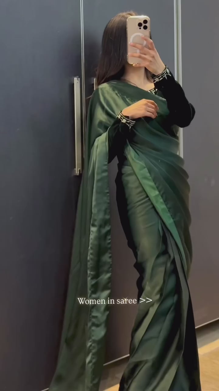 Bottle Green Silk Saree