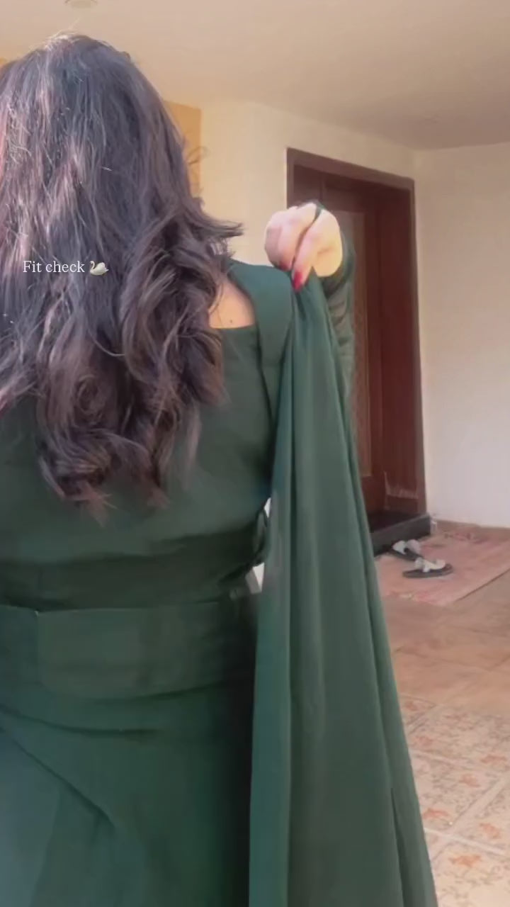 Bottle Green Chiffon Saree