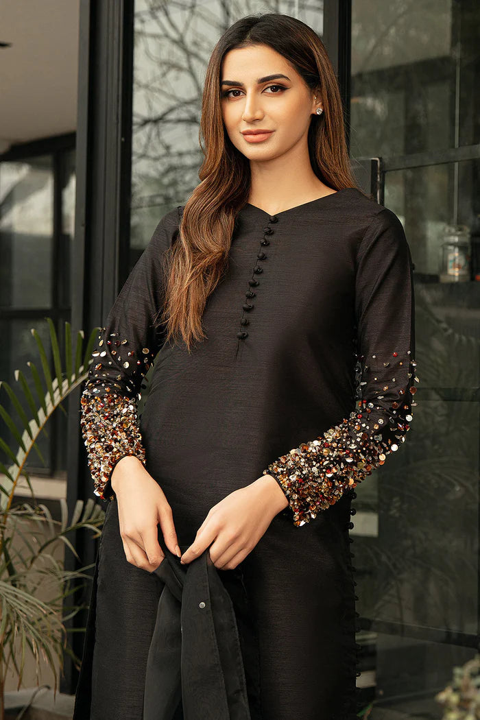 MIDNIGHT ONYX CRYSTAL-SLEEVE ENSEMBLE